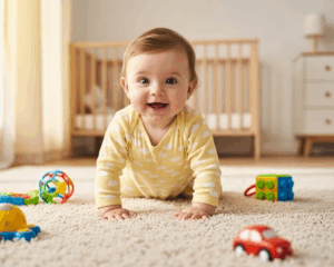 Baby Crawling on Carpet