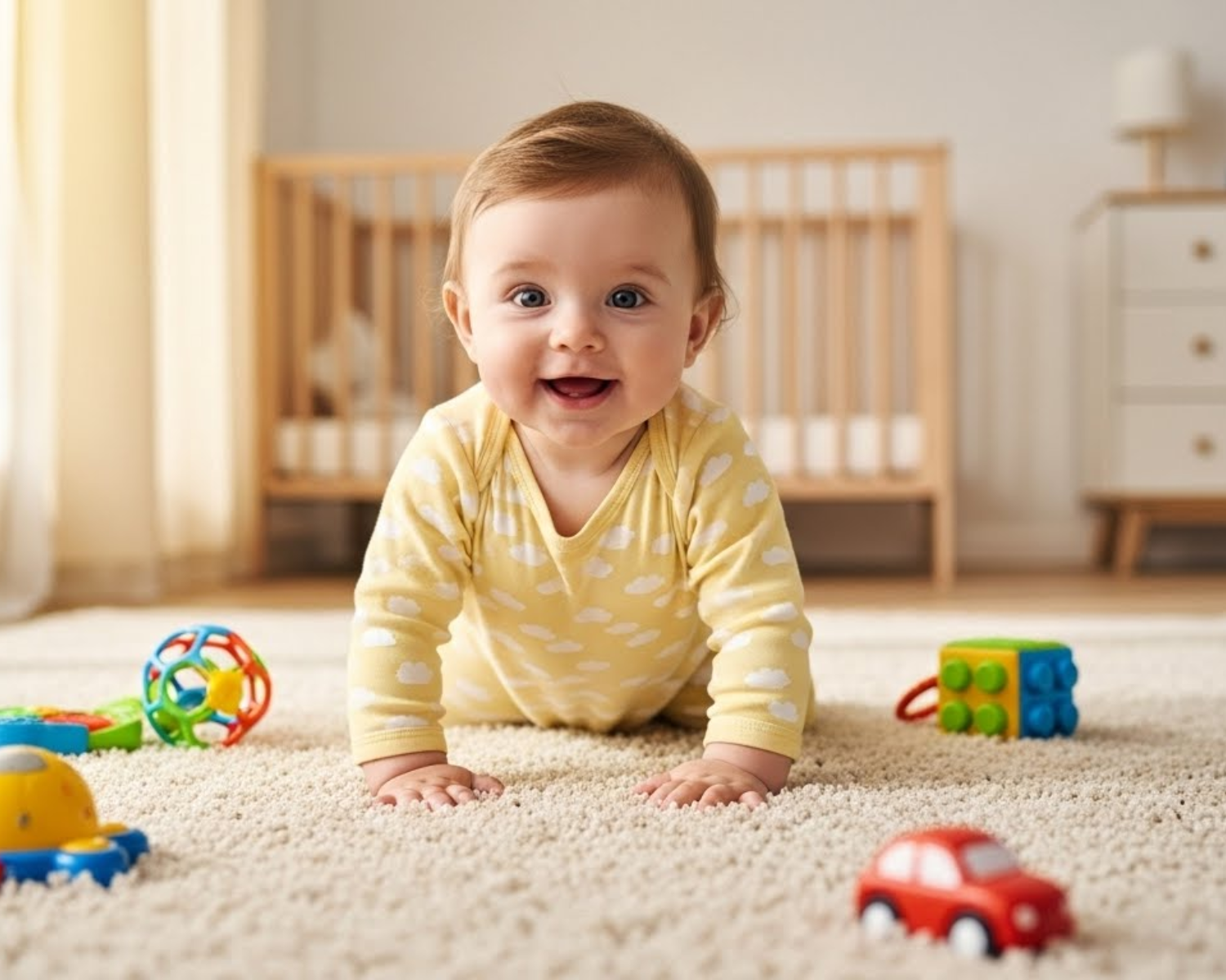 Baby Crawling on Carpet