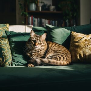 Cat sitting on couch