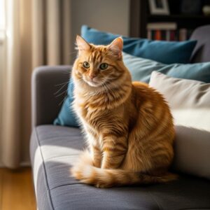 Cat sitting on couch